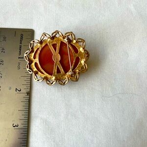 Vintage Gold and Orange Brooch